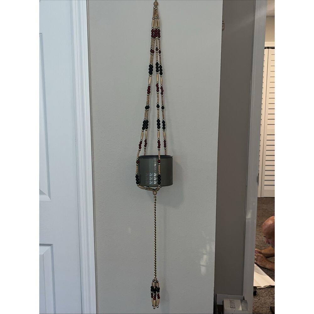 Macramé Inspired Vintage￼ Beaded Plant Holder